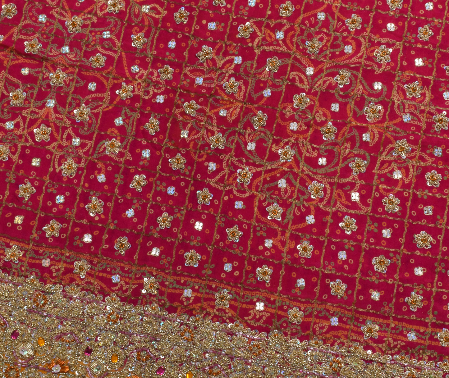 Sushila Vintage Mustard Saree Pure Silk Hand Beaded & Woven Sari Craft Fabric