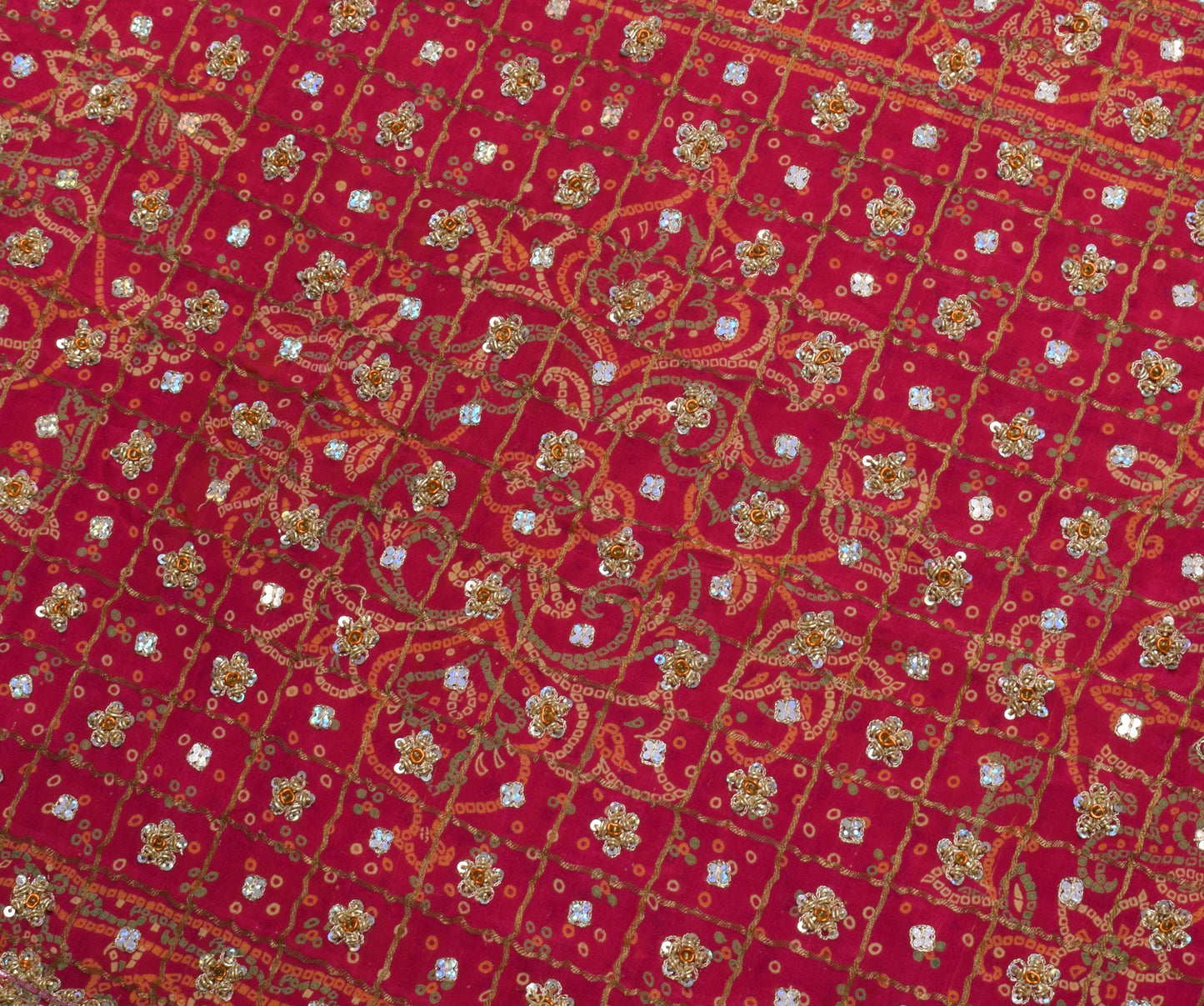 Sushila Vintage Mustard Saree Pure Silk Hand Beaded & Woven Sari Craft Fabric