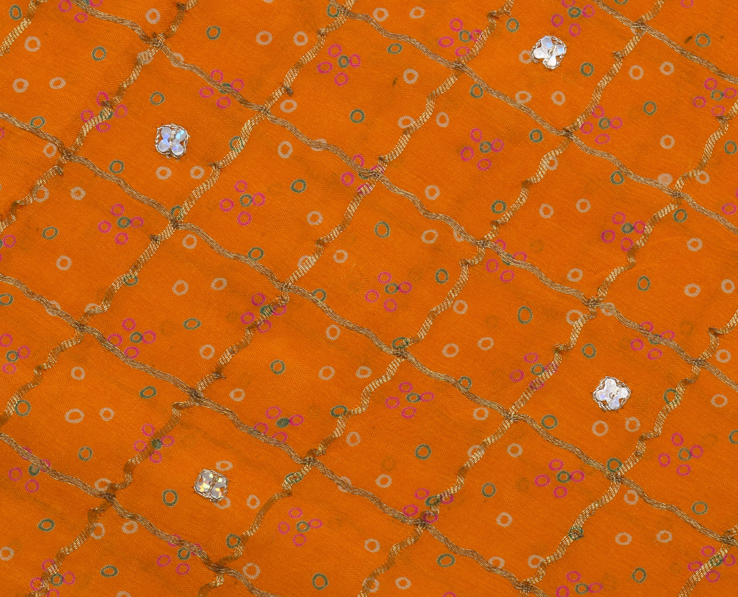 Sushila Vintage Mustard Saree Pure Silk Hand Beaded & Woven Sari Craft Fabric