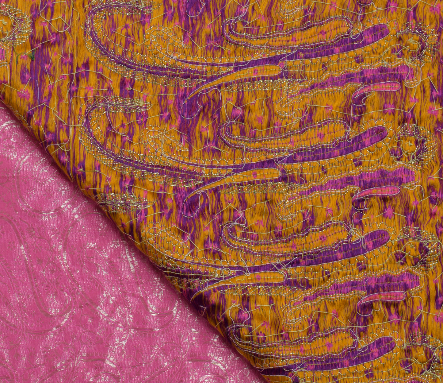 Sushila Vintage Indian Pink Saree 100% Pure Silk Woven Paisley Sari Craft Fabric