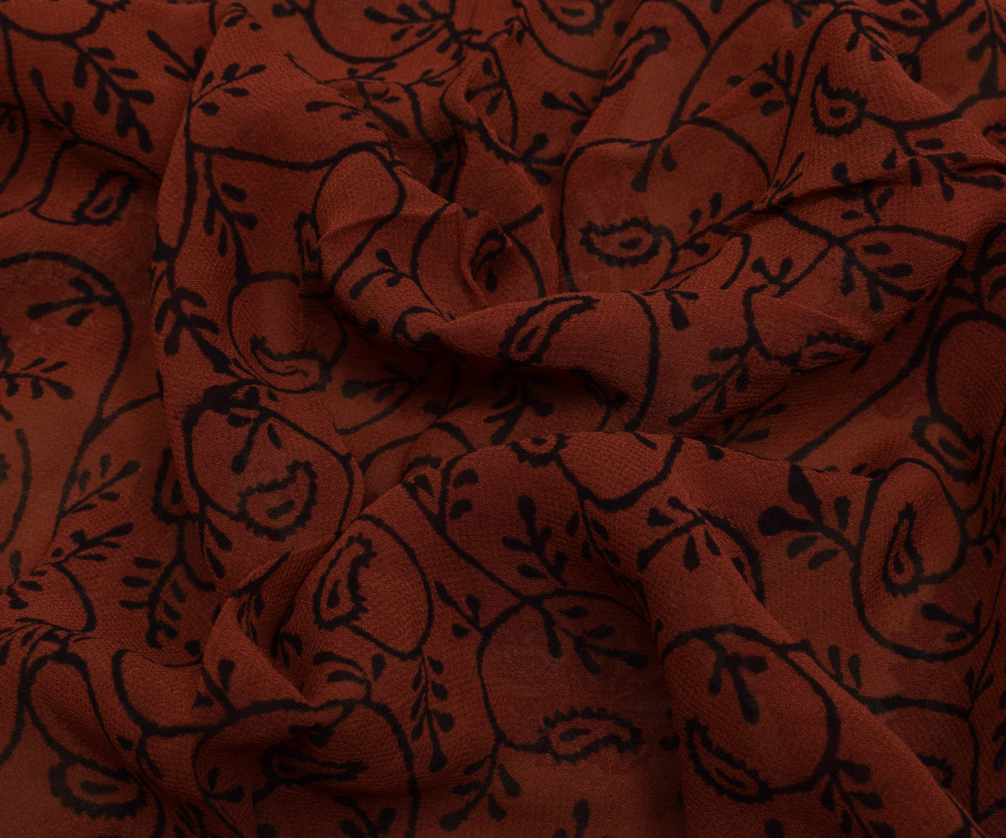Sushila Vintage Brown Saree Pure Georgette Silk Printed Floral Sari Craft Fabric