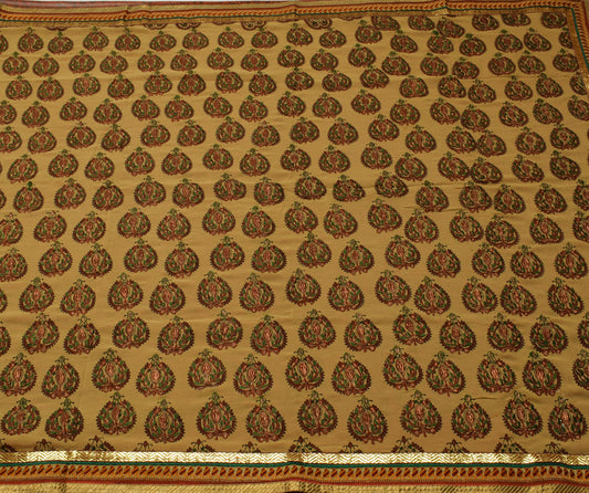 Sushila Vintage Brown Saree Pure Georgette Silk Printed Floral Sari Craft Fabric