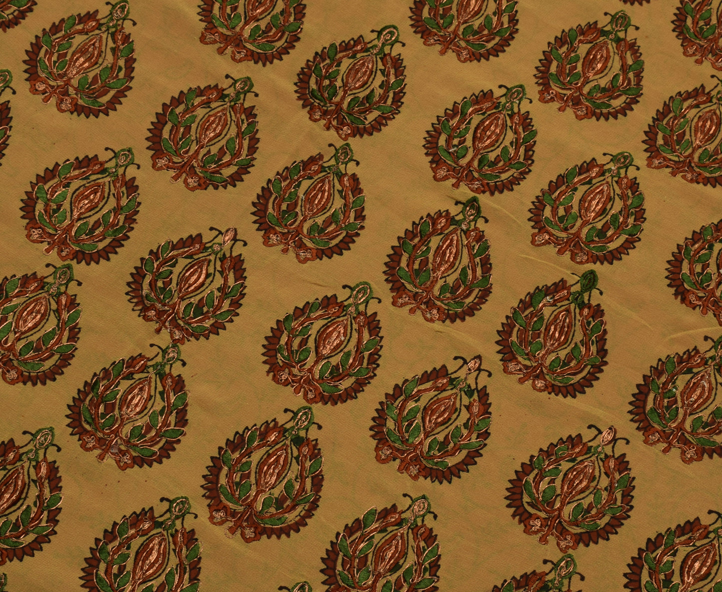 Sushila Vintage Brown Saree Pure Georgette Silk Printed Floral Sari Craft Fabric