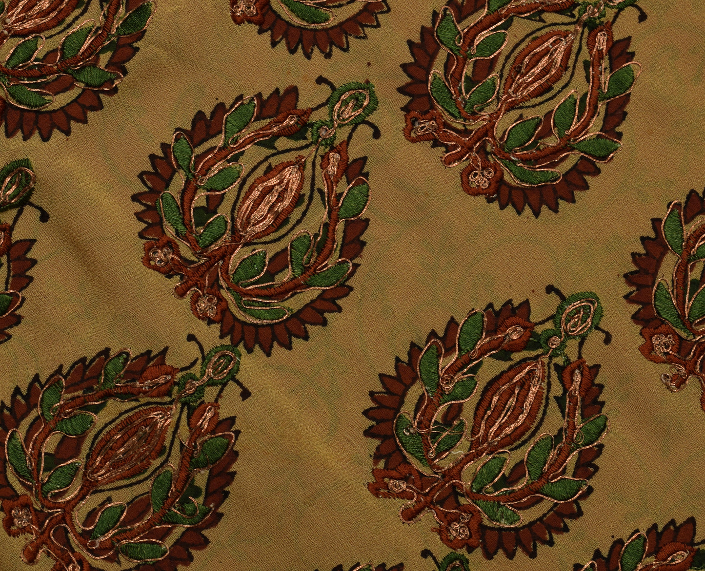 Sushila Vintage Brown Saree Pure Georgette Silk Printed Floral Sari Craft Fabric