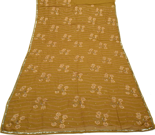 Sushila Vintage Green Saree Pure Georgette Silk Embroidered Floral Sari Fabric