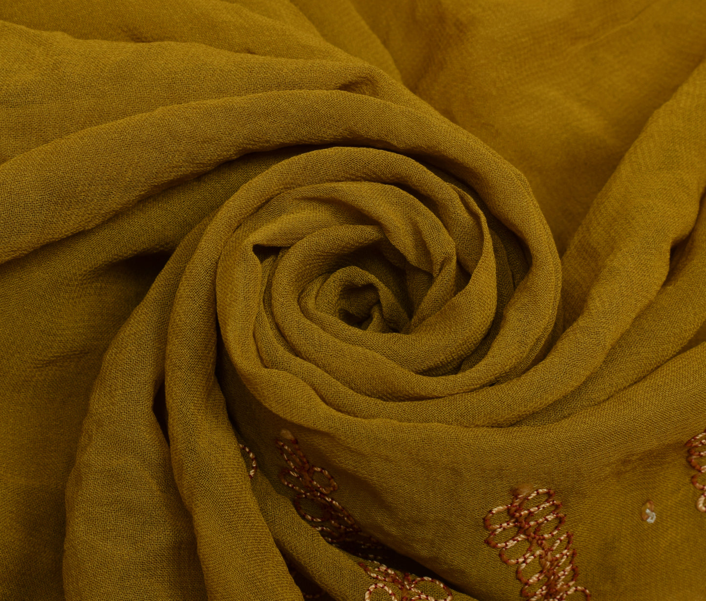 Sushila Vintage Green Saree Pure Georgette Silk Embroidered Floral Sari Fabric