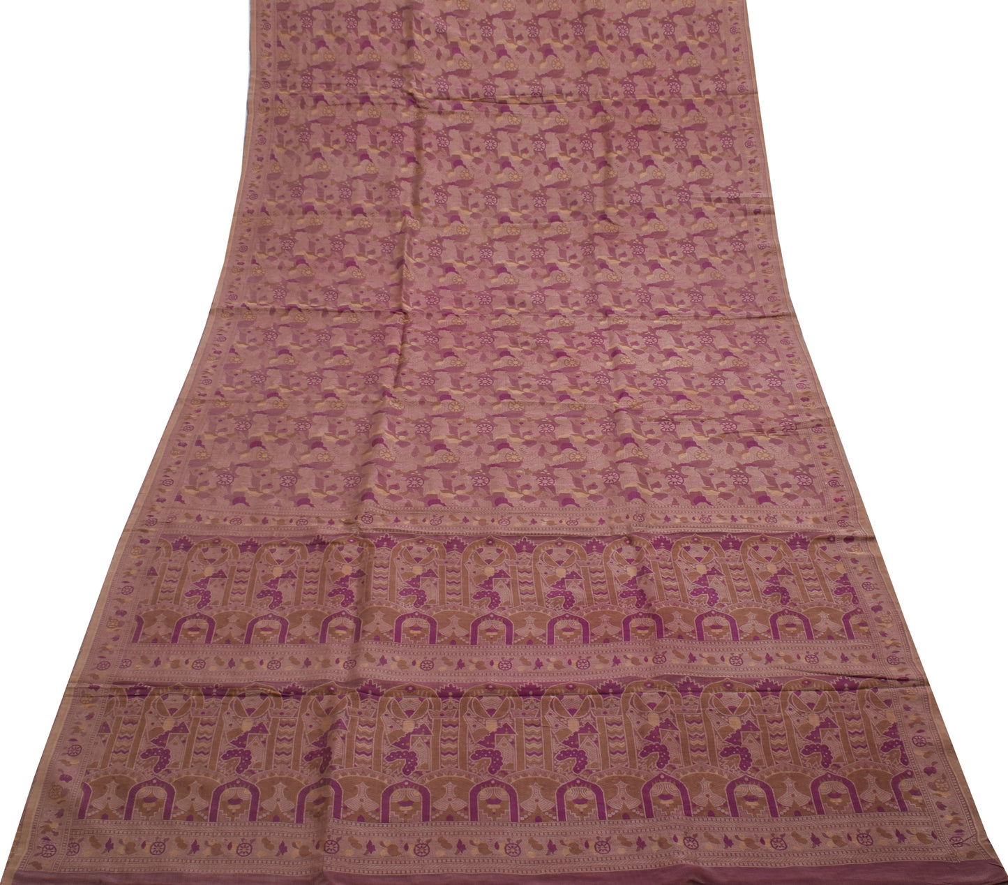 Sushila Vintage Indian Saree 100% Pure Silk Woven Floral Sari Craft Fabric