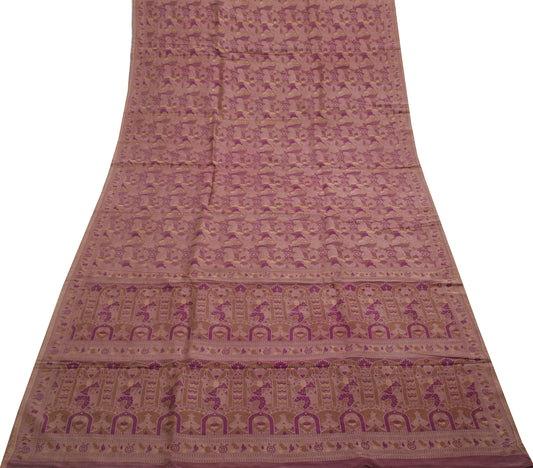 Sushila Vintage Indian Saree 100% Pure Silk Woven Floral Sari Craft Fabric