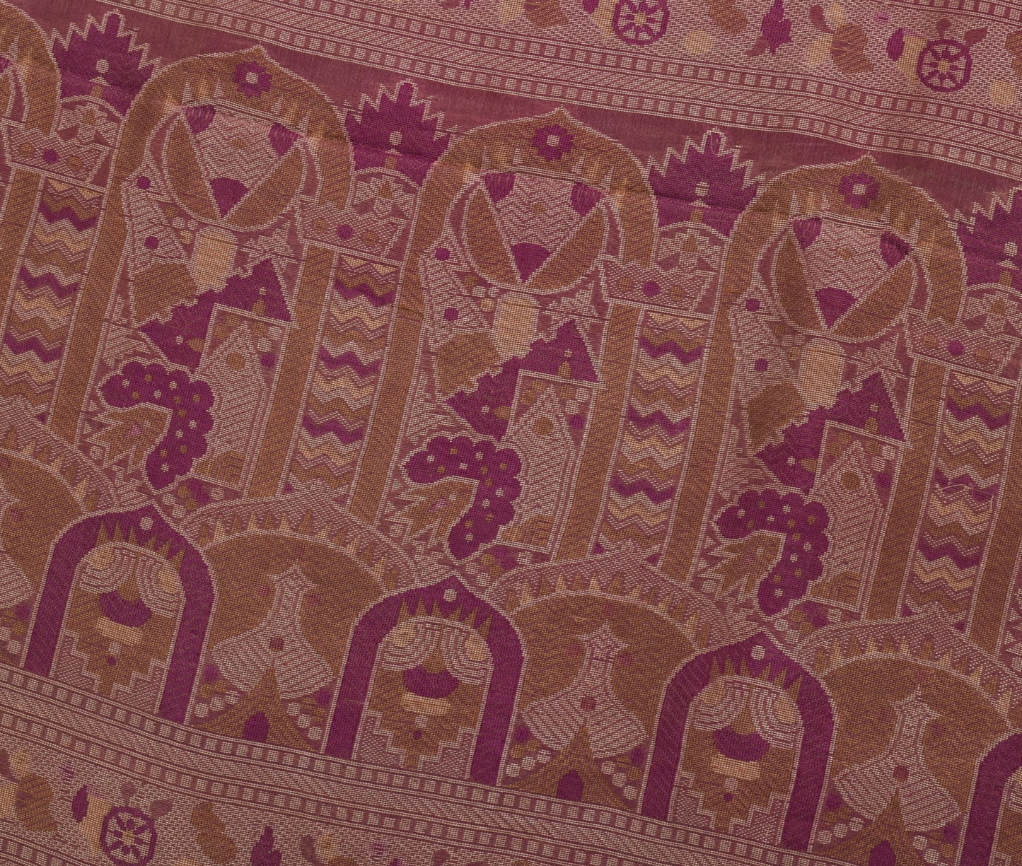 Sushila Vintage Indian Saree 100% Pure Silk Woven Floral Sari Craft Fabric