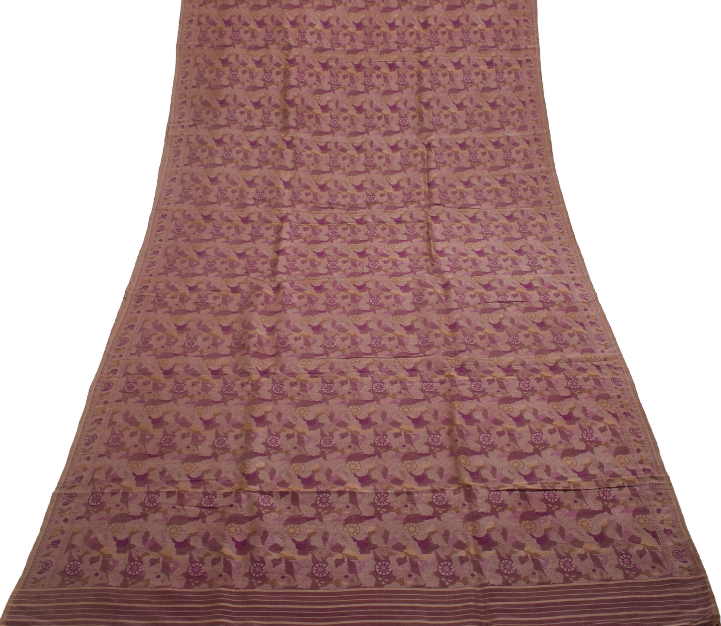 Sushila Vintage Indian Saree 100% Pure Silk Woven Floral Sari Craft Fabric