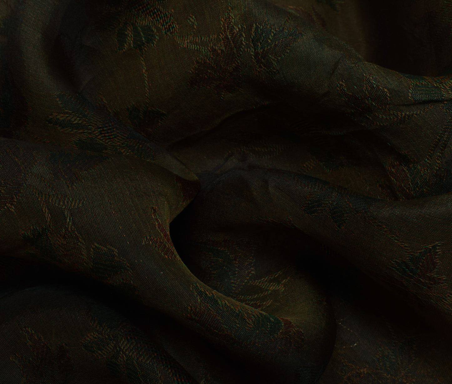 Sushila Vintage Green Saree 100% Pure Silk Hand Embroidered & Woven Sari Fabric
