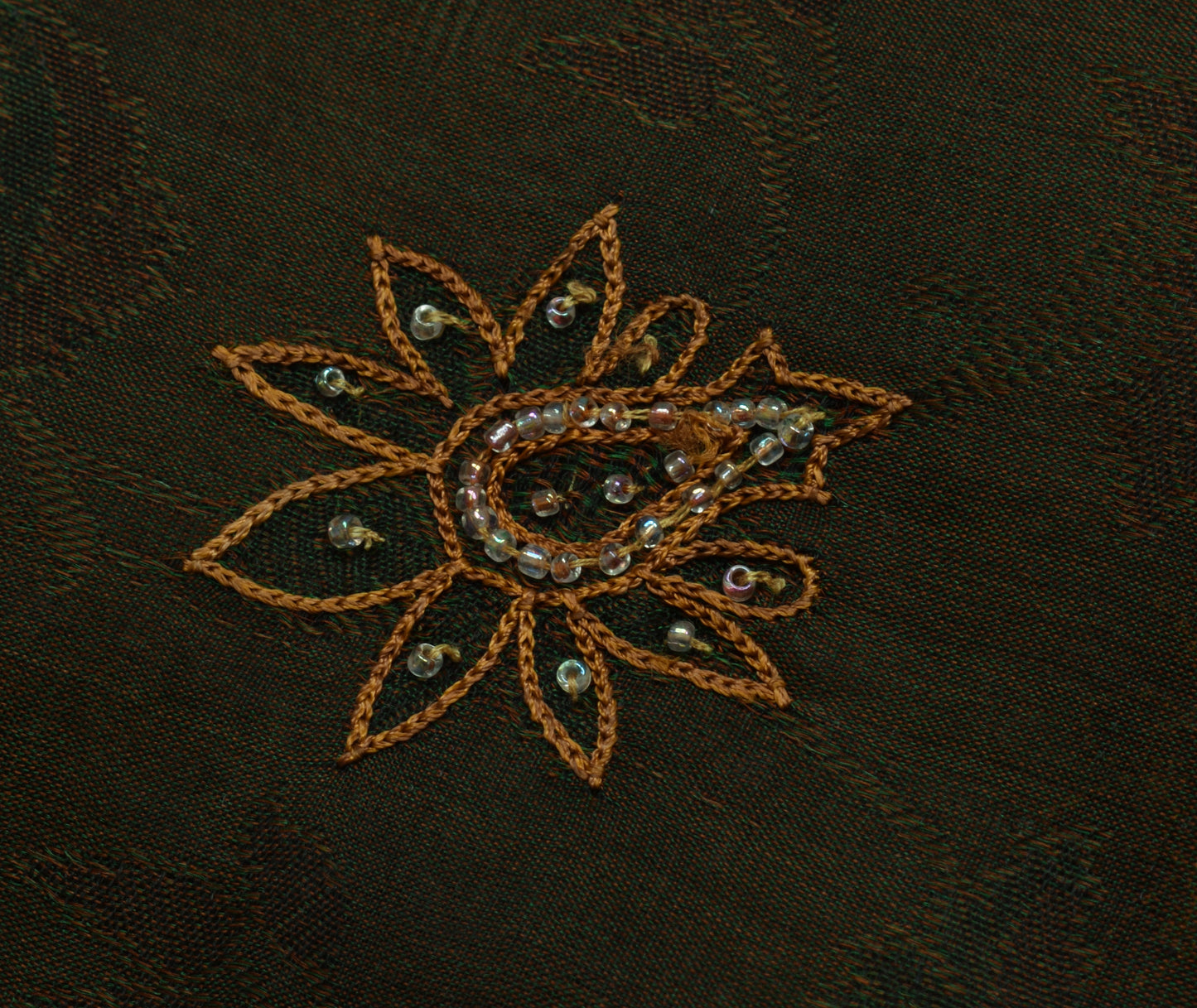 Sushila Vintage Green Saree 100% Pure Silk Hand Embroidered & Woven Sari Fabric