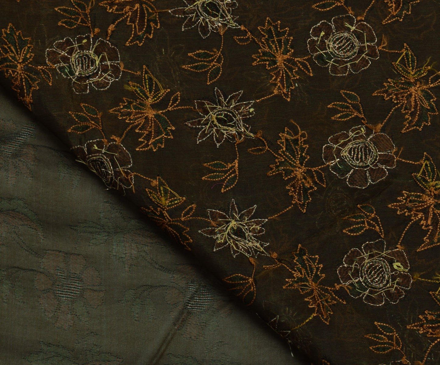 Sushila Vintage Green Saree 100% Pure Silk Hand Embroidered & Woven Sari Fabric