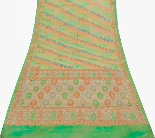 Sushila Vintage Multi-Color Saree Pure Chiffon Silk Printed & Woven Sari Fabric