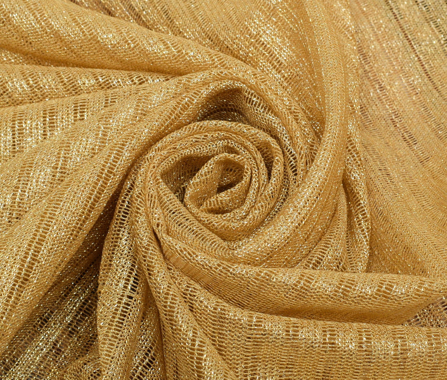 Sushila Vintage Golden Indian Saree Net Mesh Hand Beaded Paisley Sari Fabric