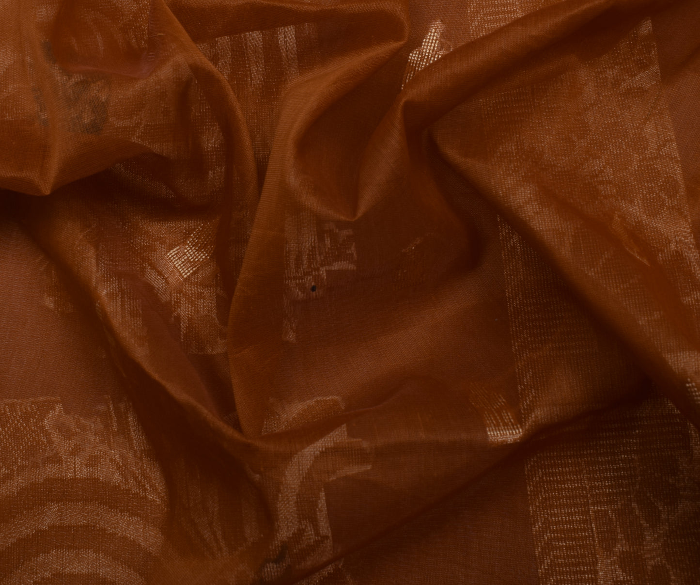 Sushila Vintage Brown Indian Saree Blend Cotton Woven Floral Sari Craft Fabric