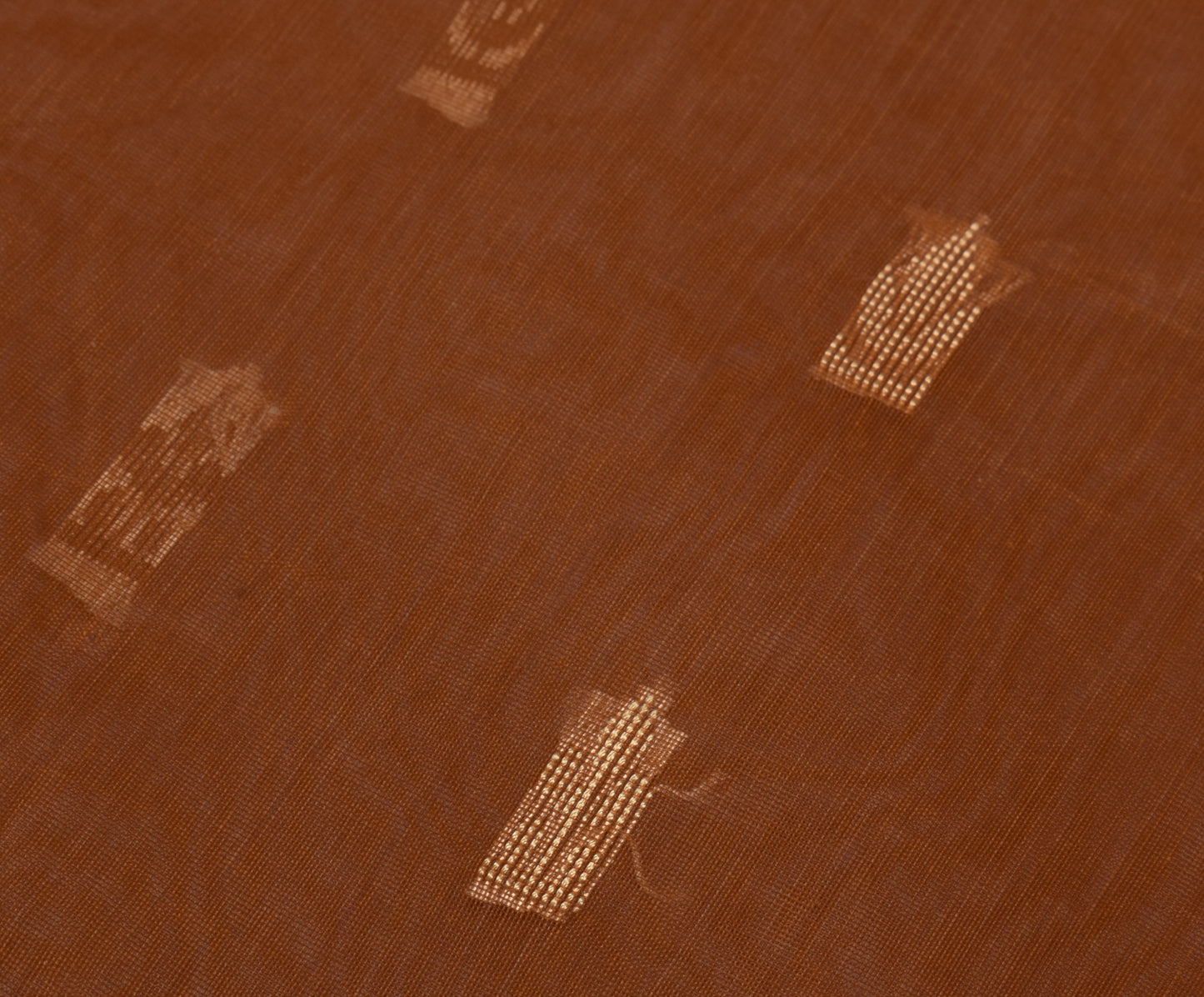 Sushila Vintage Brown Indian Saree Blend Cotton Woven Floral Sari Craft Fabric
