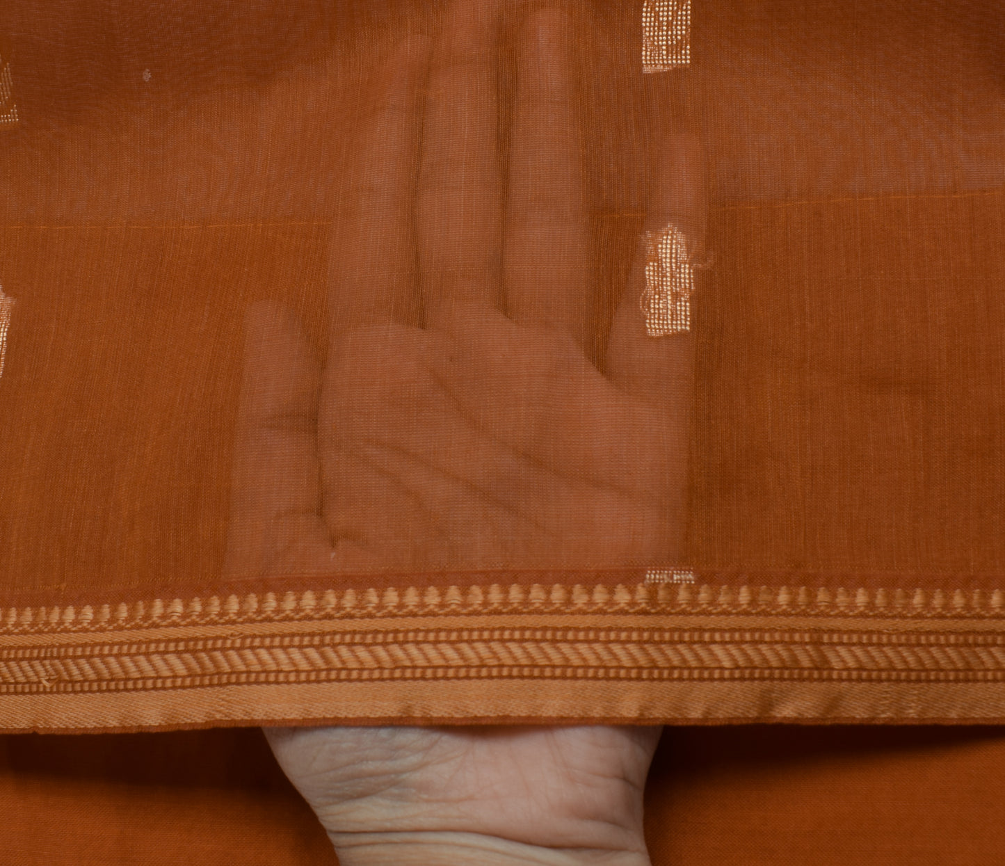 Sushila Vintage Brown Indian Saree Blend Cotton Woven Floral Sari Craft Fabric