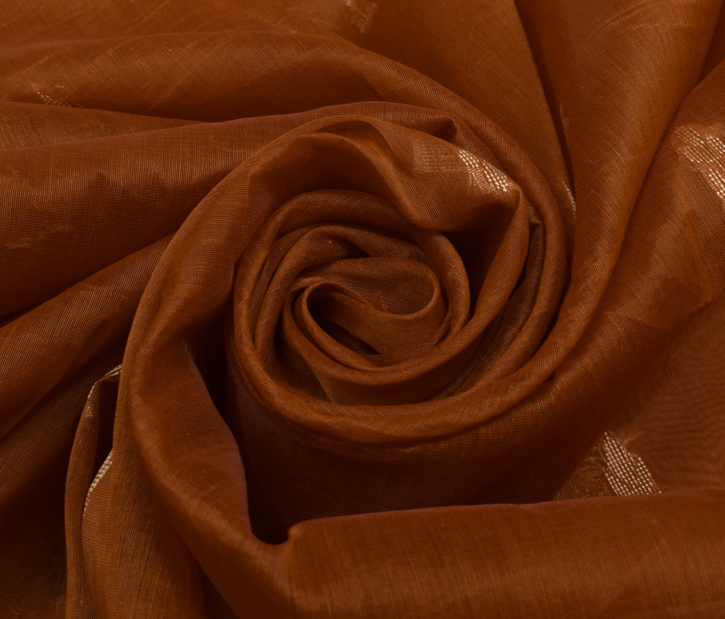 Sushila Vintage Brown Indian Saree Blend Cotton Woven Floral Sari Craft Fabric
