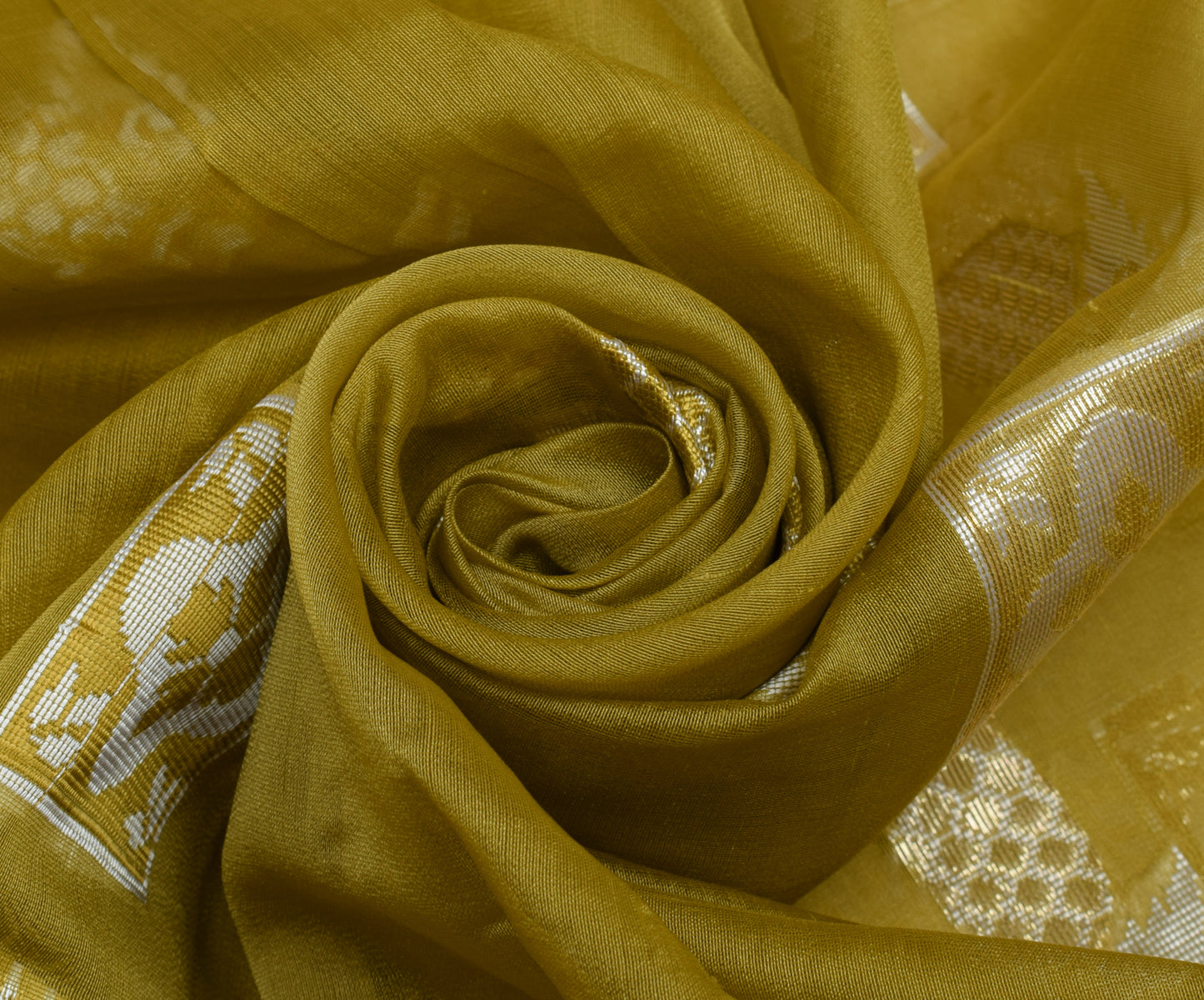 Sushila Vintage Green Indian Saree 100% Pure Cotton Woven Floral Sari Fabric