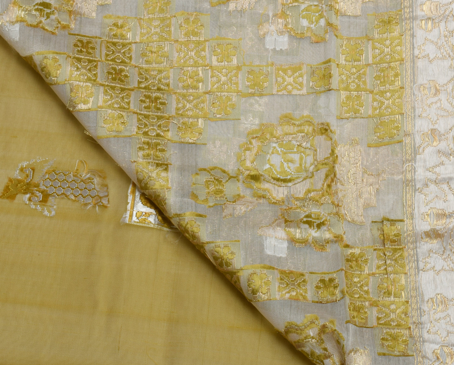 Sushila Vintage Green Indian Saree 100% Pure Cotton Woven Floral Sari Fabric