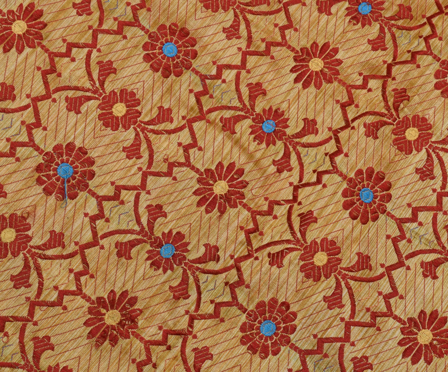 Sushila Vintage Brown Indian Saree Blend Silk Woven Floral Sari Craft Fabric