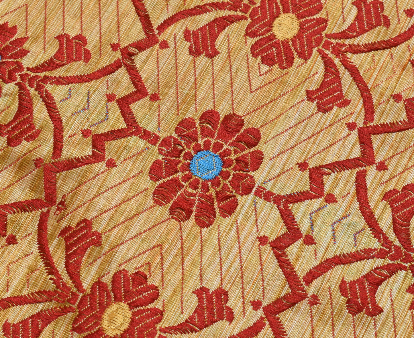 Sushila Vintage Brown Indian Saree Blend Silk Woven Floral Sari Craft Fabric