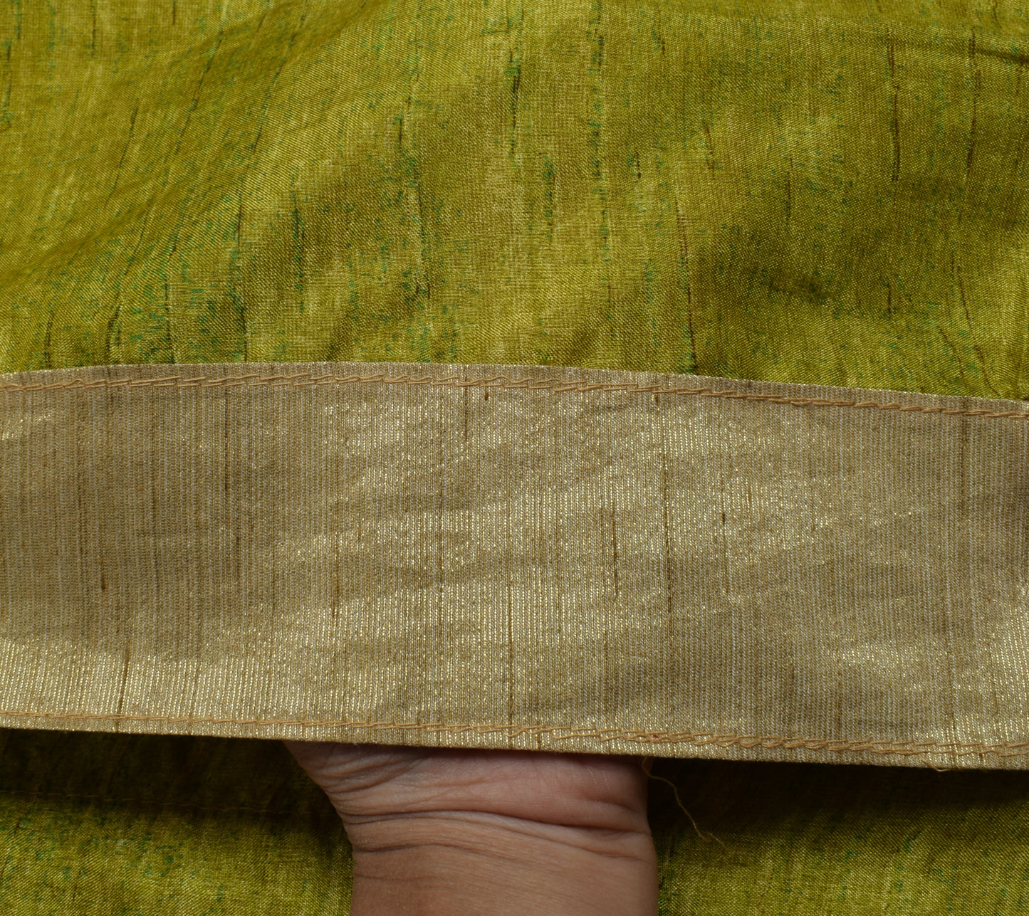 Sushila Vintage Green Indian Saree Blend Silk Humans Applique Work Sari Fabric