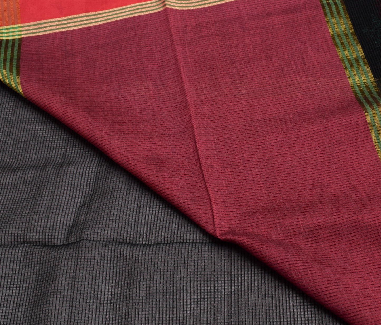 Sushila Vintage Black Saree Blend Silk Hand Embroidered Floral Sari Craft Fabric