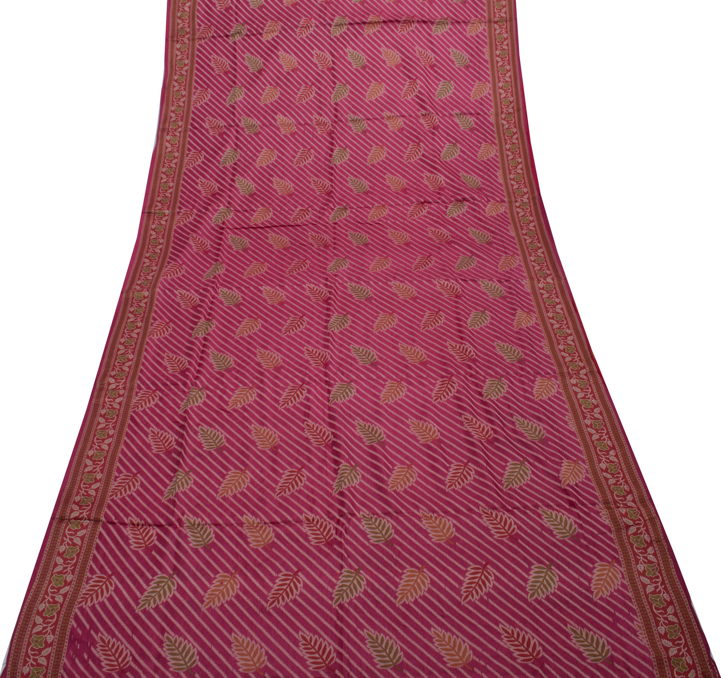 Sushila Vintage Dark Pink Indian Saree 100% Pure Silk Woven Floral Sari Fabric