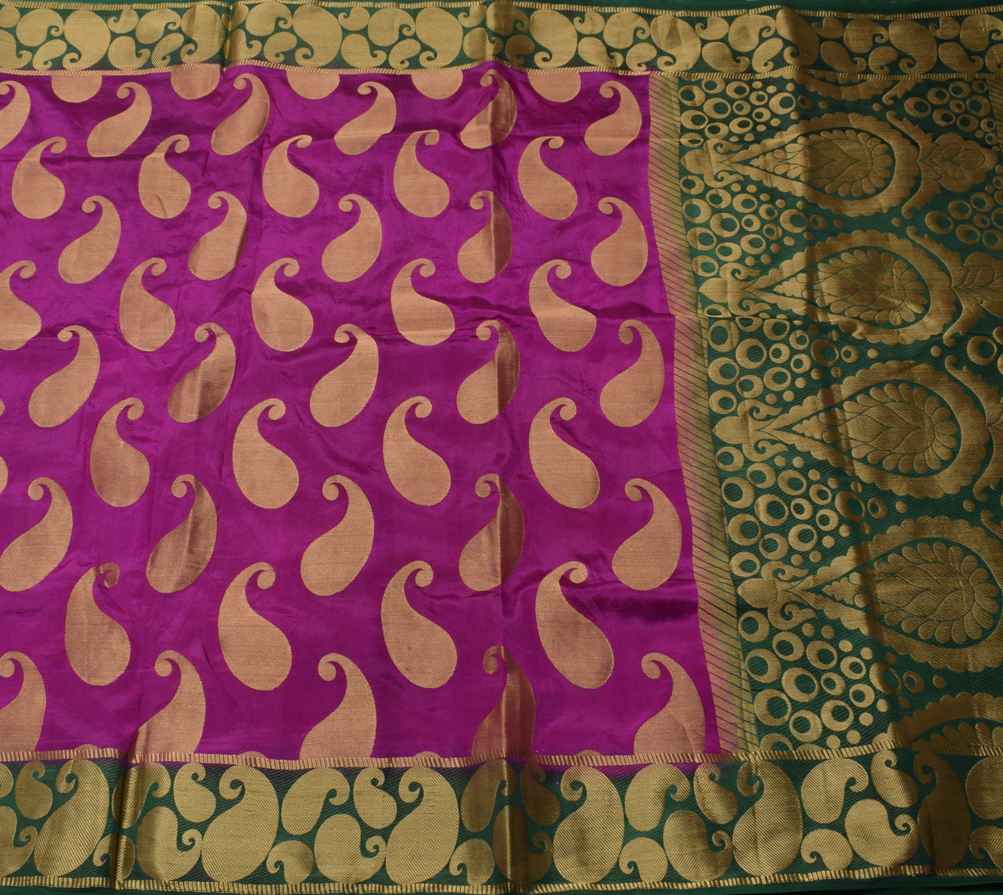 Sushila Vintage Purple Indian Saree Blend Silk Zari Woven Paisley Sari Fabric