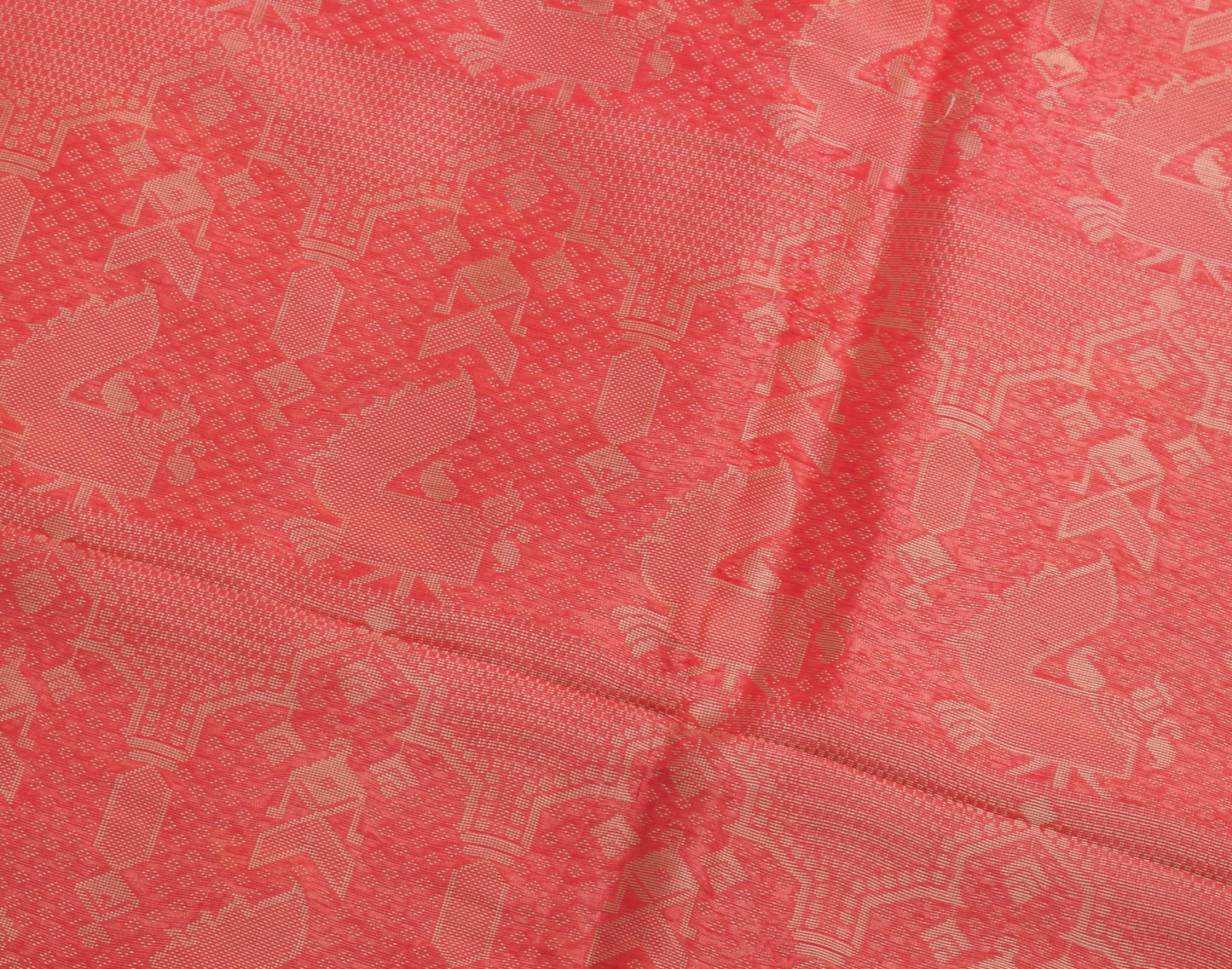 Sushila Vintage Pink Saree Blend Cotton Woven 5 Yard Sari Craft 5 Yard Fabric