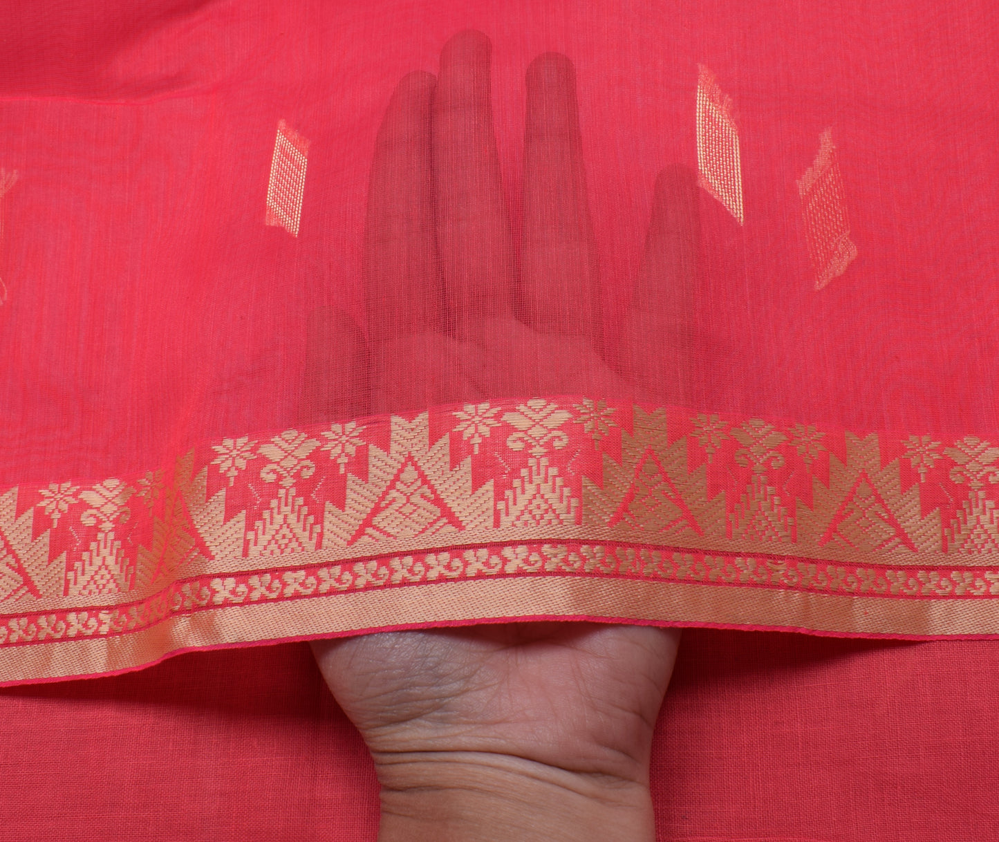 Sushila Vintage Pink Saree Blend Cotton Woven 5 Yard Sari Craft 5 Yard Fabric