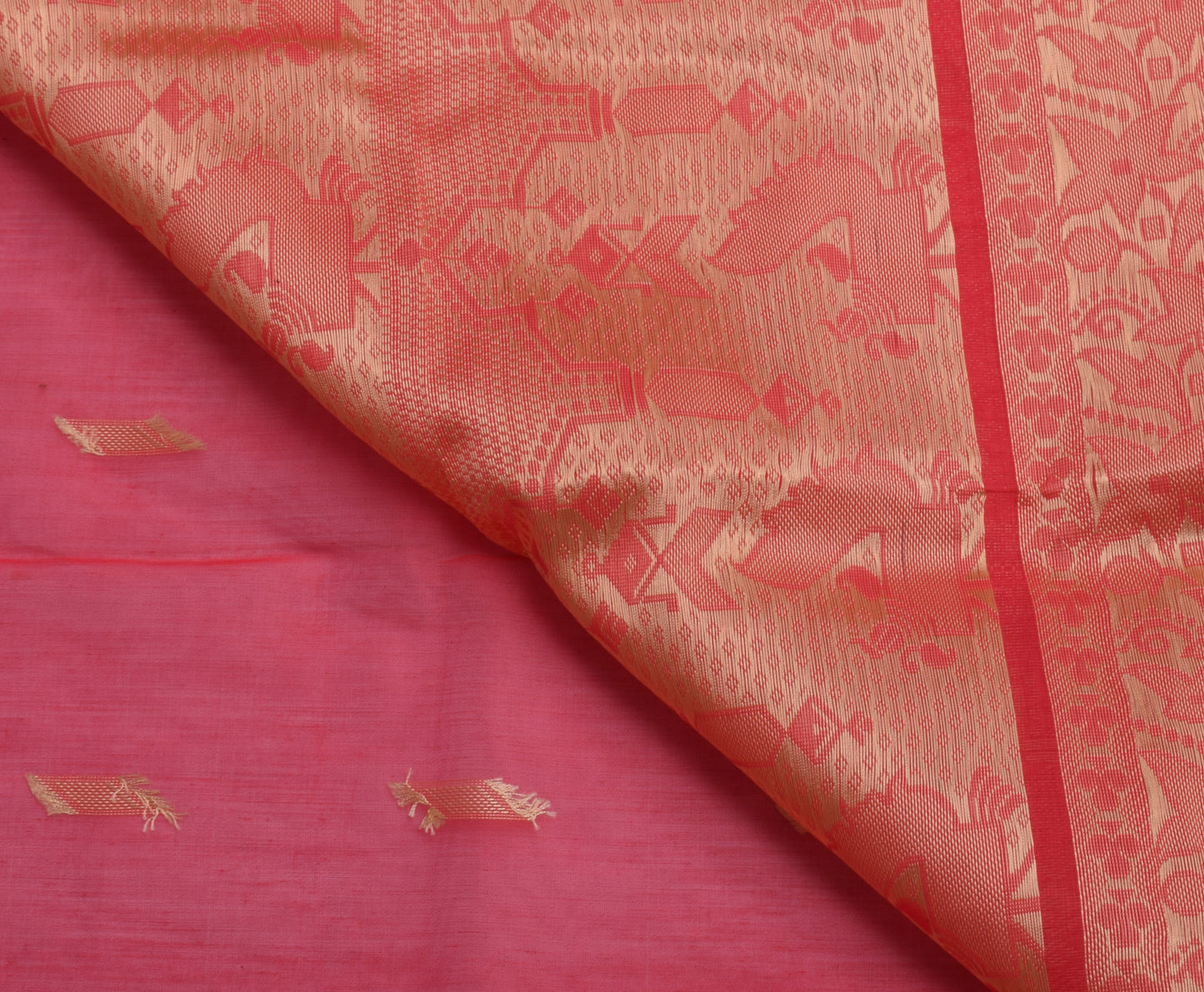 Sushila Vintage Pink Saree Blend Cotton Woven 5 Yard Sari Craft 5 Yard Fabric