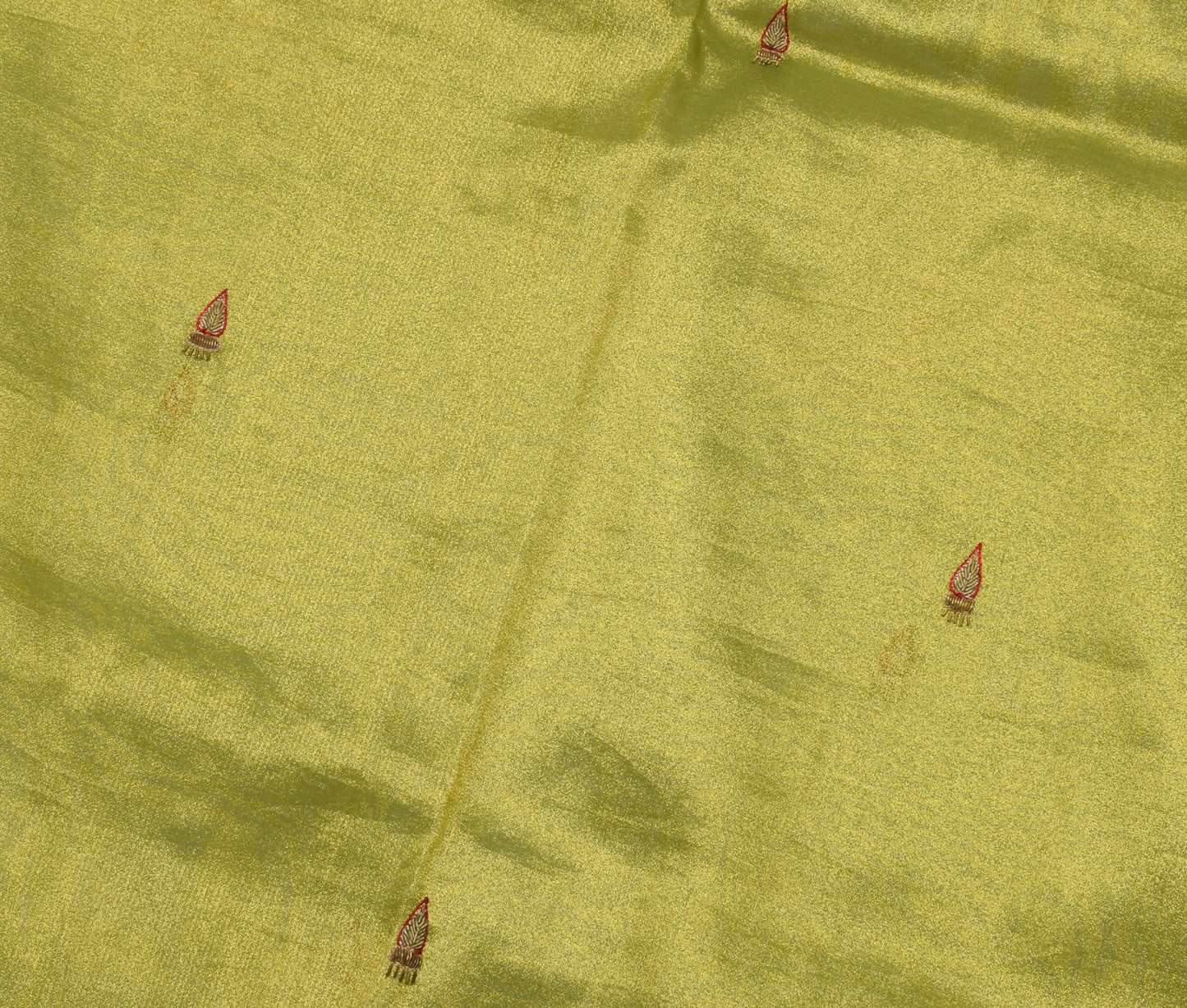 Sushila Vintage Green Saree Blend Tissue Silk Hand Beaded Zardozi Sari Fabric