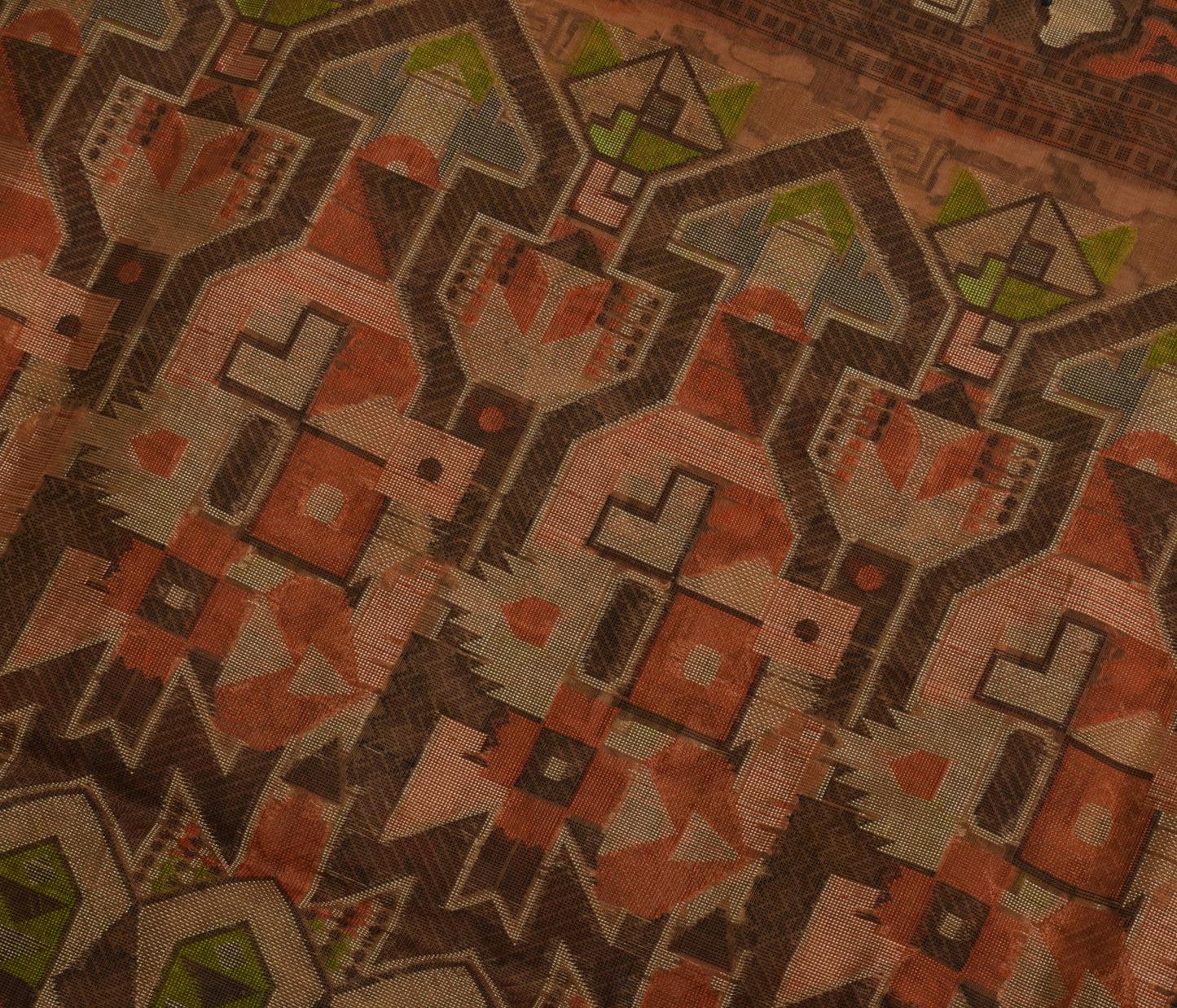 Sushila Vintage Indian Brown Saree 100% Pure Silk Woven 5 Yard Sari Craft Fabric