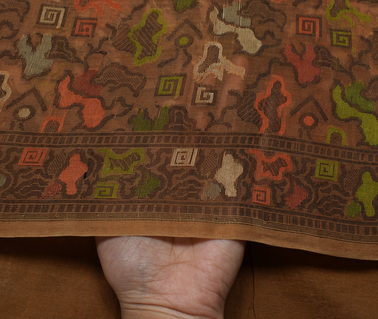 Sushila Vintage Indian Brown Saree 100% Pure Silk Woven 5 Yard Sari Craft Fabric