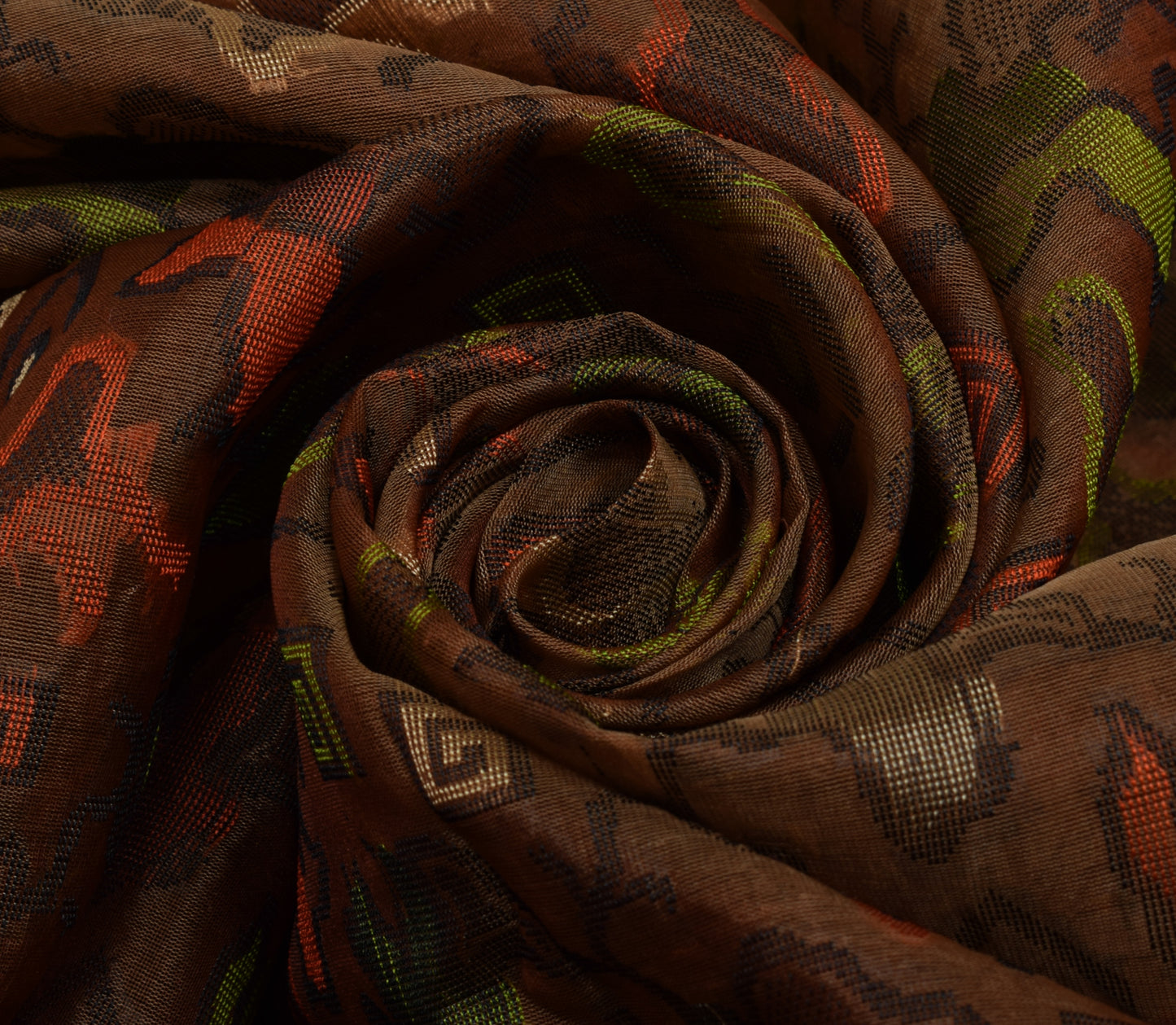 Sushila Vintage Indian Brown Saree 100% Pure Silk Woven 5 Yard Sari Craft Fabric