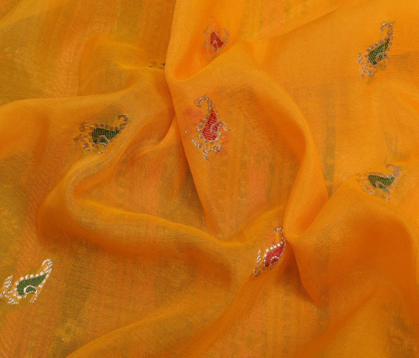 Sushila Vintage Yellow Saree 100% Pure Silk Zari Woven Paisley Sari Craft Fabric