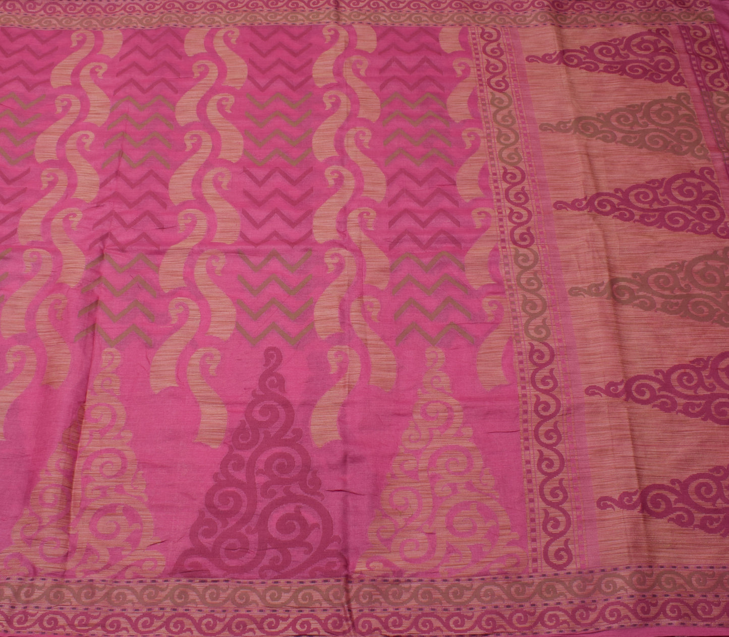 Sushila Vintage Pink Saree 100% Pure Silk Woven Floral Sari Craft 5 YD Fabric