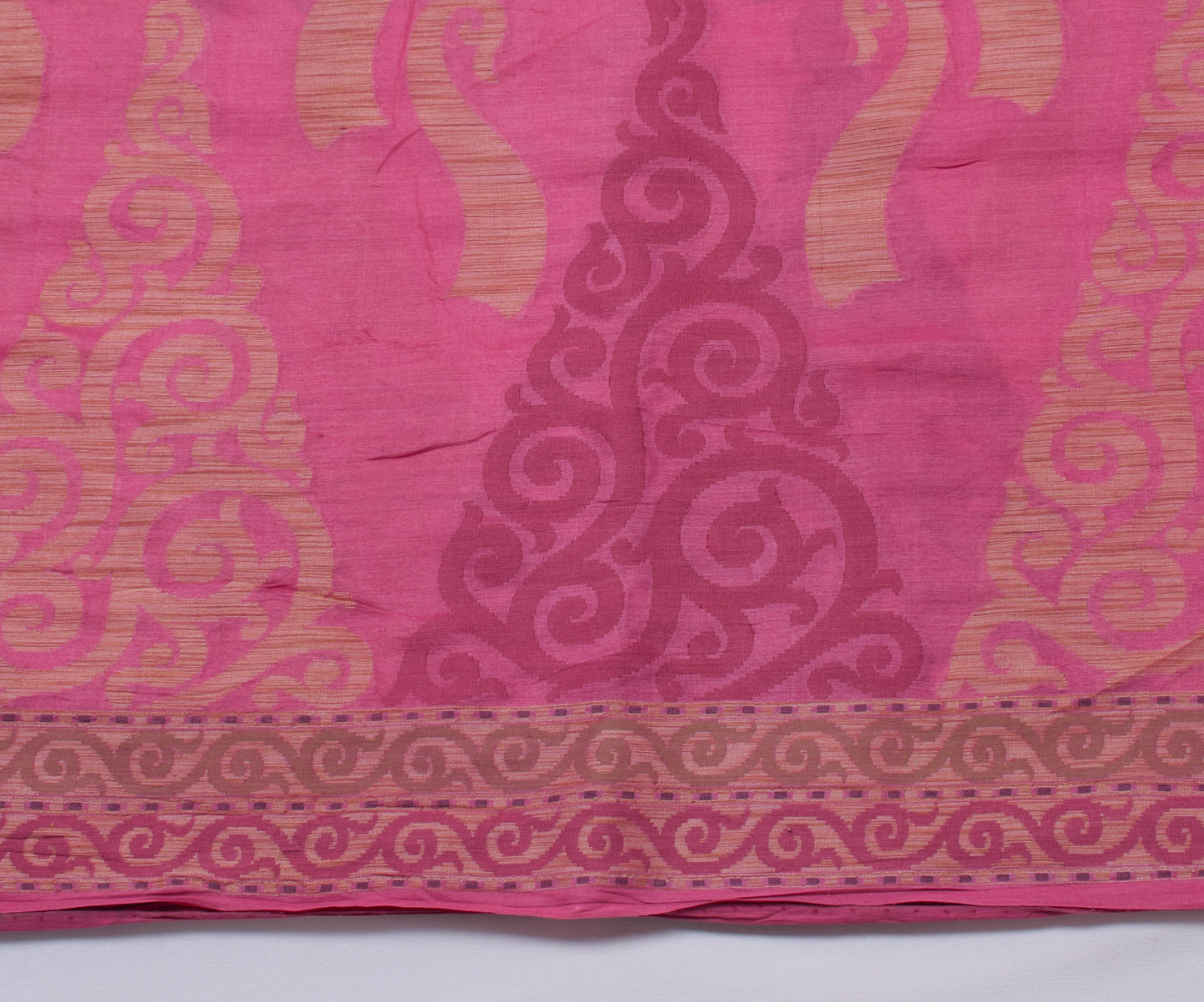Sushila Vintage Pink Saree 100% Pure Silk Woven Floral Sari Craft 5 YD Fabric