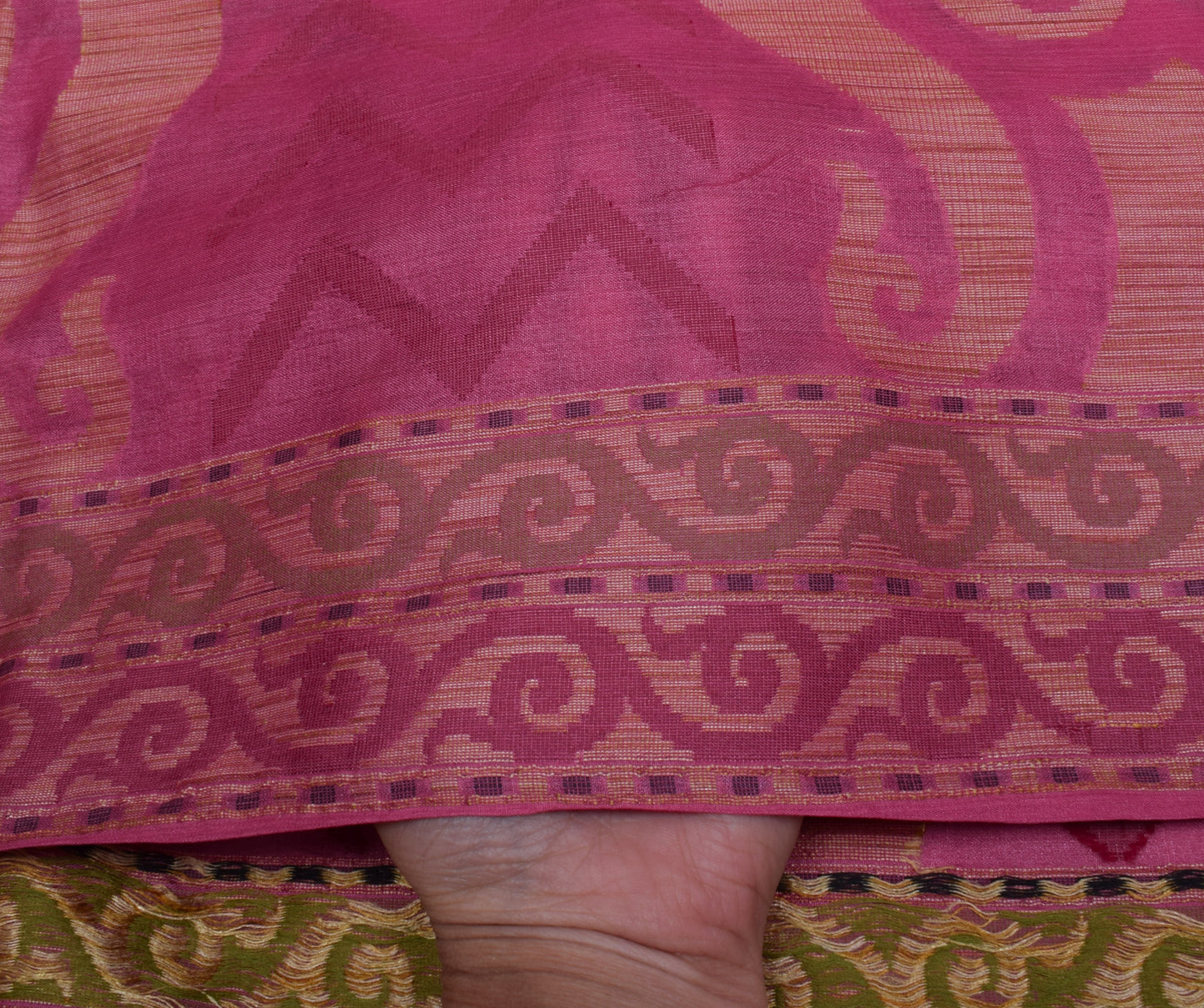 Sushila Vintage Pink Saree 100% Pure Silk Woven Floral Sari Craft 5 YD Fabric