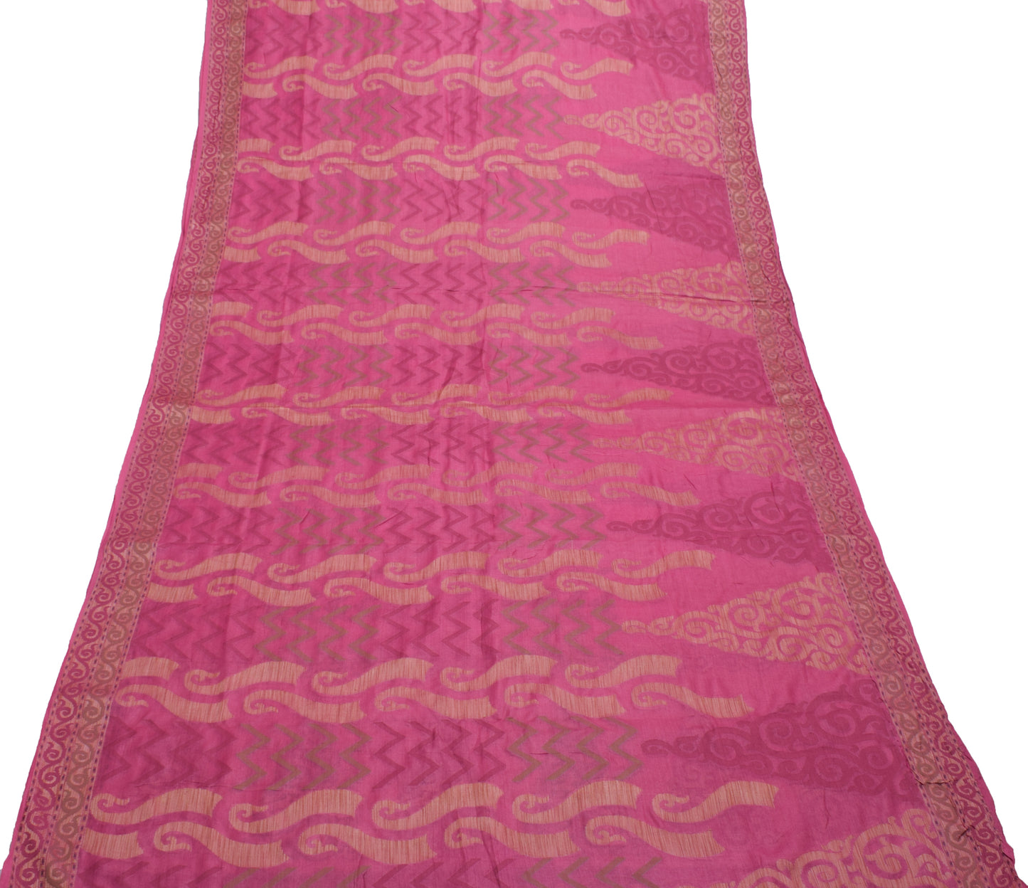 Sushila Vintage Pink Saree 100% Pure Silk Woven Floral Sari Craft 5 YD Fabric