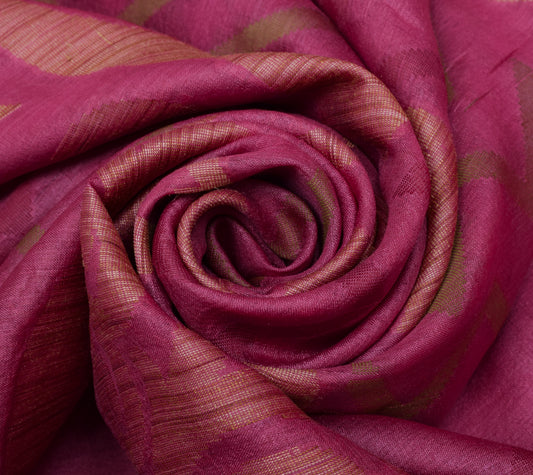 Sushila Vintage Pink Saree 100% Pure Silk Woven Floral Sari Craft 5 YD Fabric
