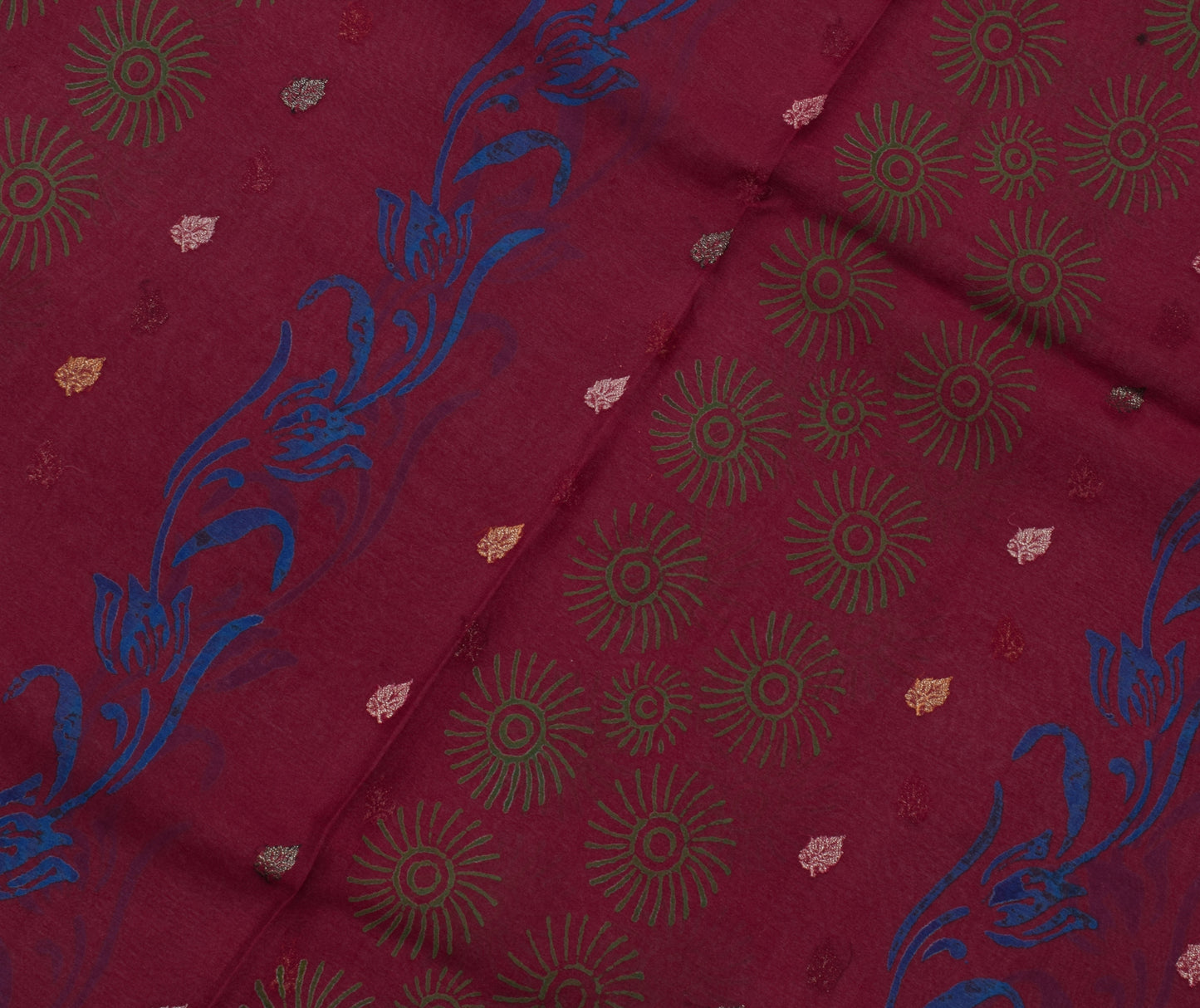 Sushila Vintage Maroon Saree Pure Georgette Silk Woven Floral Sari Craft Fabric