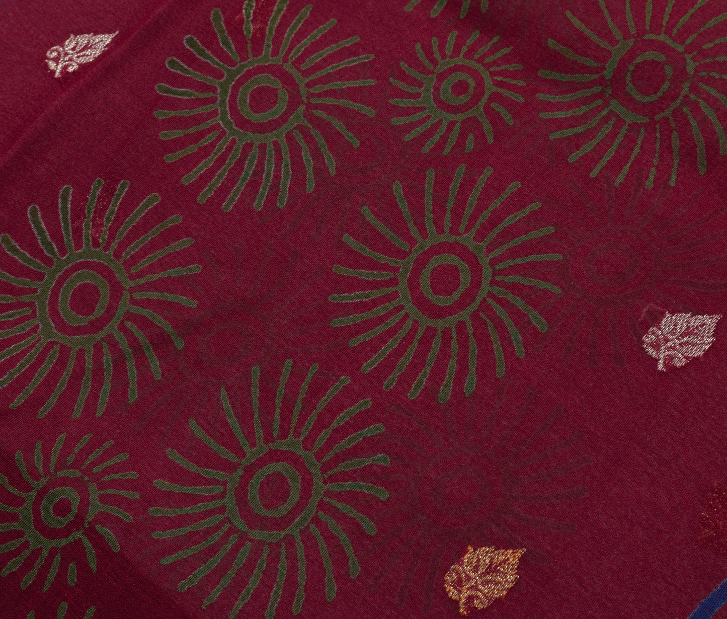 Sushila Vintage Maroon Saree Pure Georgette Silk Woven Floral Sari Craft Fabric