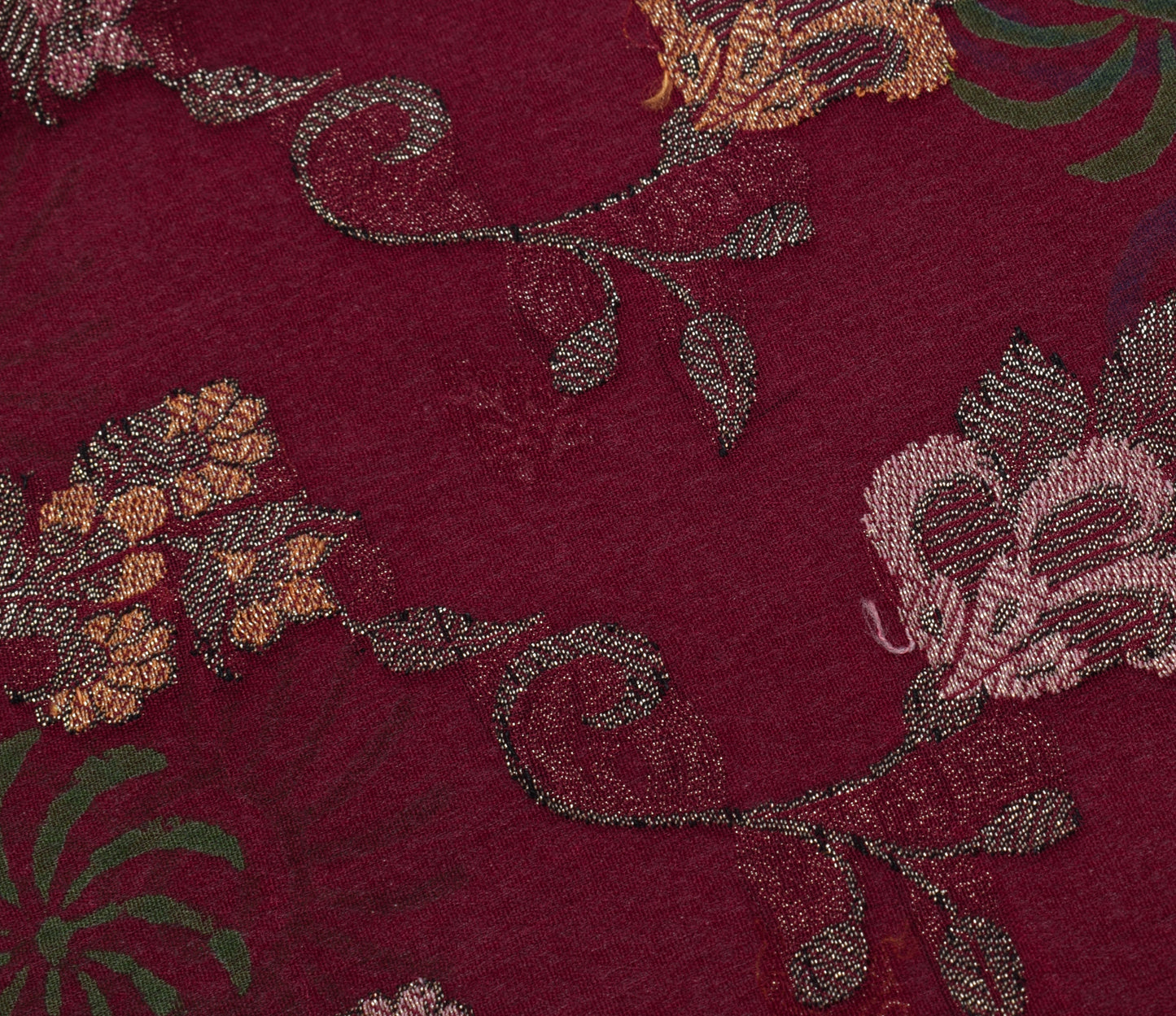 Sushila Vintage Maroon Saree Pure Georgette Silk Woven Floral Sari Craft Fabric