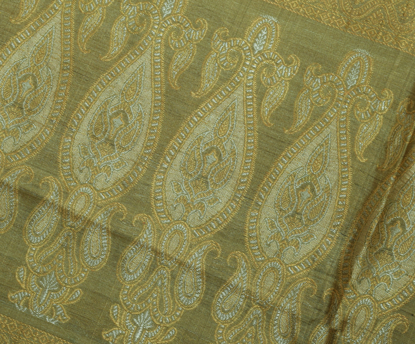 Sushila Vintage Indian Beige Saree 100% Pure Silk Woven 5 Yard Sari Craft Fabric
