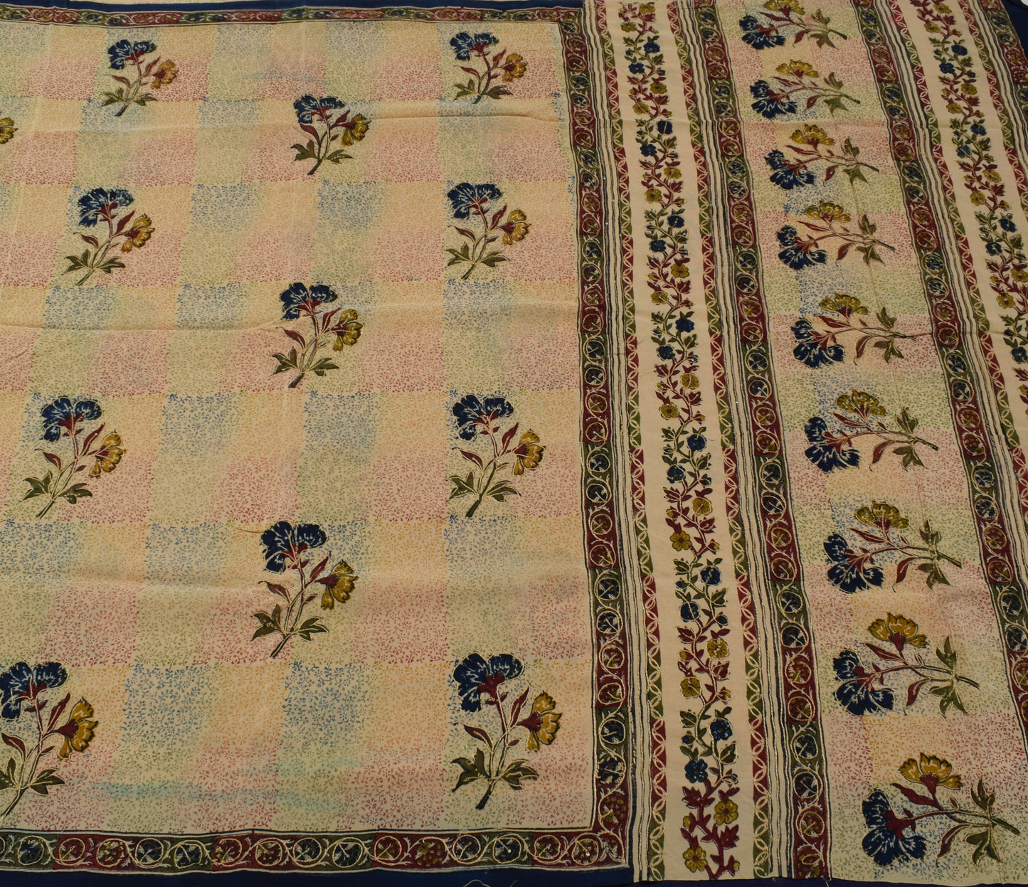 Sushila Vintage Light Brown Saree Pure Crepe Silk Printed Floral Sari Fabric