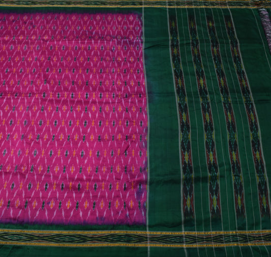 Sushila Vintage Purple Saree Pure Silk Hand Woven Ikat Patola Sari Craft Fabric